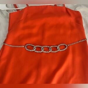 Belt rhinestone loop chain adjustable gold fashion belt